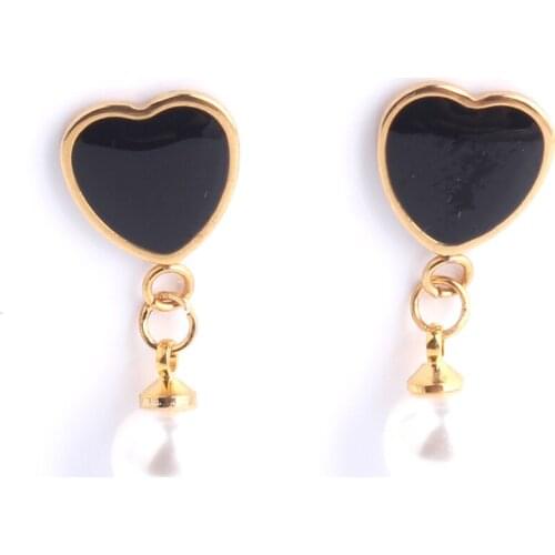 OL love heart Butterfly square Imitation Pearl Stud Earrings 316L Stainless Steel for women wholesale