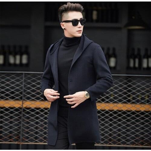 Autumn Winter Warm Wool Coat Men Cashmere Coats and Jackets 2020 Fashion Hooded Overcoat Casaco Masculino ZL387