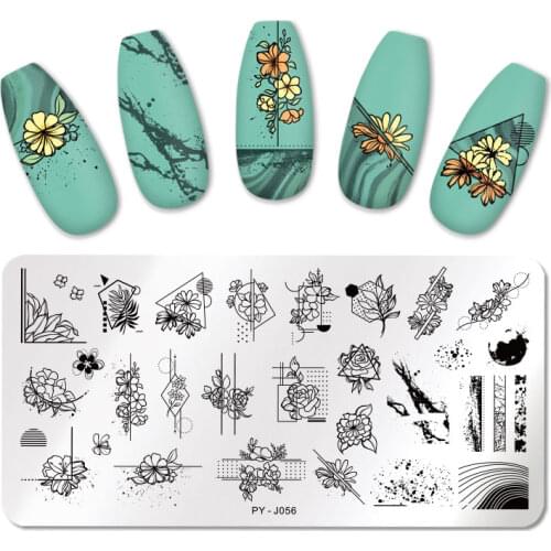 PICT YOU Nail Stamping Plates Line Picture Leaf Geometry Pattern Stamp Template Nail Art Plate Stainless Steel Stencils Tools