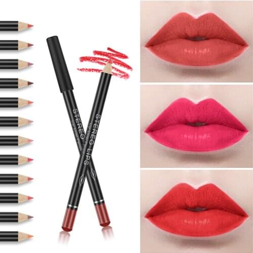 Sexy Matte Lip liner Pigments Waterproof Long Lasting No Blooming Lip Liner Pencil beauty Makeup color optional 12 Color TSLM1