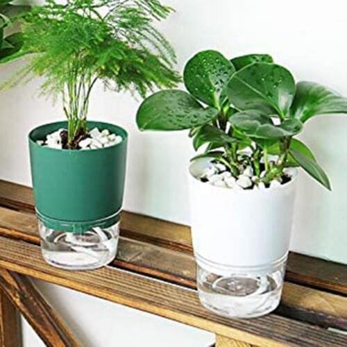 Absorbing Flower Pot Double-layered Design Heat-cold Resistant Plastic Soilless Rapid Water Absorbent Planter for Home