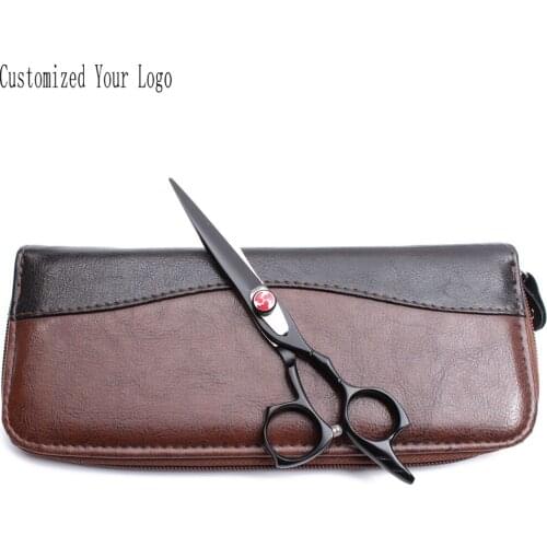 5.5" 6" Black 440C Engraving Logo Cats Straight Scissors Thinninng Shears Dogs Grooming Scissors Professional Pet Scissors C9017