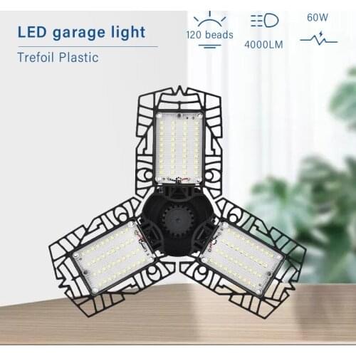 LED Lamp E27 LED Bulb 60W Super Bright Garage Light 85V-265V Three Leaf Deformation Lamp For Workshop Warehouse Factory Gym