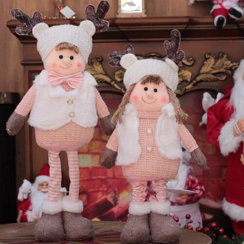 Christmas decor fabric doll dolls retractable front desk ornaments boys and girls dolls home desktop ornaments Xmas kids gifts