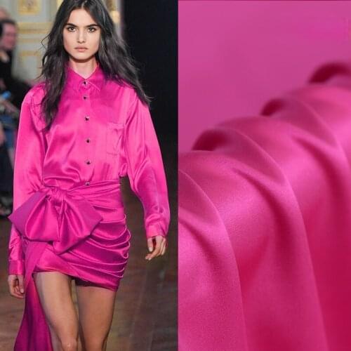 Rose Red Natural 100% Mulberry Silk Double-sided Heavy Satin Fabric 28mm Glossy Cheongsam for Dress Fabrics Wholesale Cloth