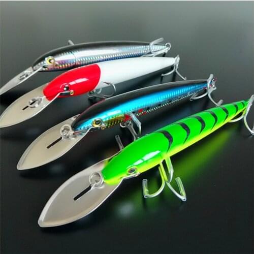 NOEBY 4pcs/lot Big tongue minnow lure 32g/130mm 64.7g/185mm 76g/225mm 4 colors 3D eyes Artificial big hard lure fishing lure