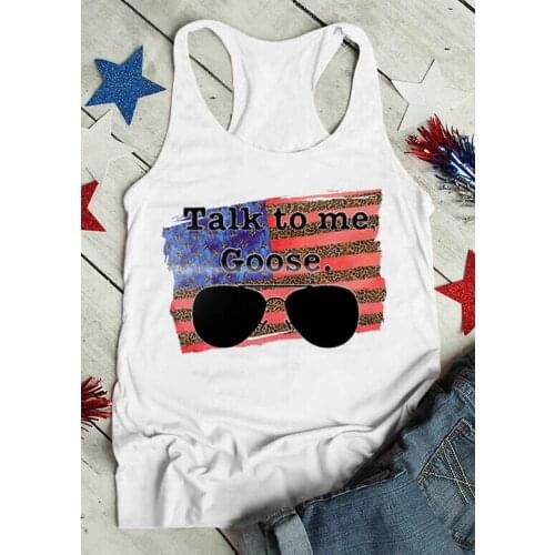 Leopard American Flag Star Talk To Me Goose colored tanks women quote graphic undershirt singlet street style sleeveless garment
