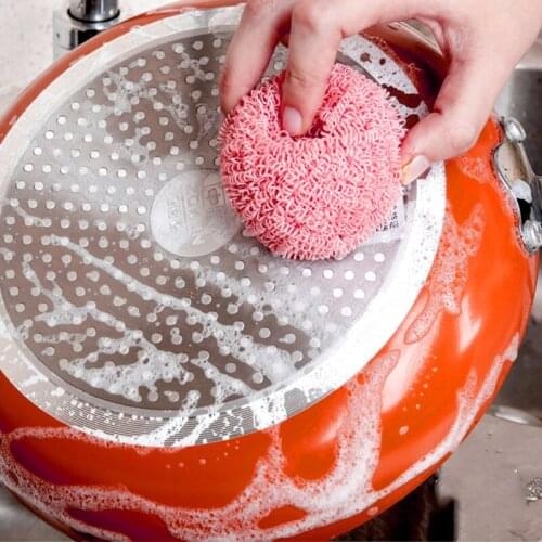 Nano fiber Color Ball Cleaning Ball Kitchen Dish Pot Tool Cleaning Brush Ball Kitchen Dish Washing Tool With Handle Shank