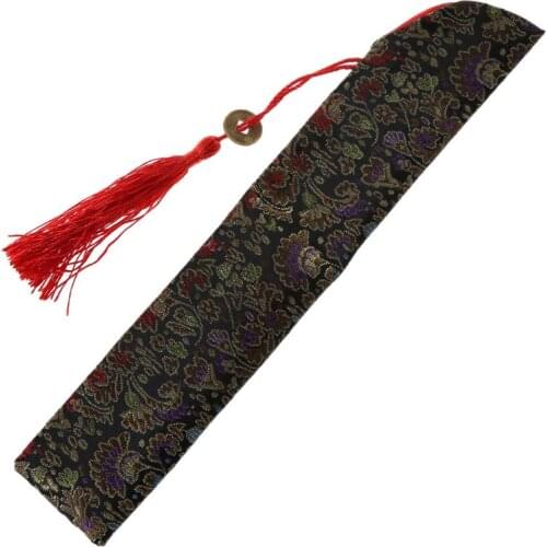 Silk Folding Chinese Hand Fan Bag With Tassel Dustproof Holder Protector Pouch Case Cover Retro Style