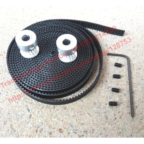 2pcs 16 teeth GT2 Timing belt Pulley Bore 5mm + 2 Meters GT2 timing Belt Width 6mm 2GT timing belt pulley