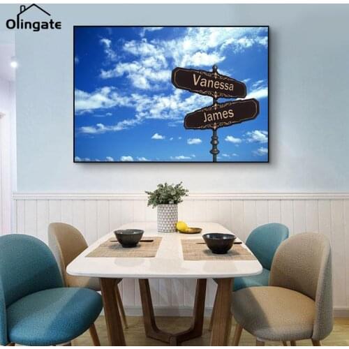 Nordic Custom Personalized Wall Art Custom Name Canvas Painting Couple Name Customization DIY Gift for Wedding Home Decoration