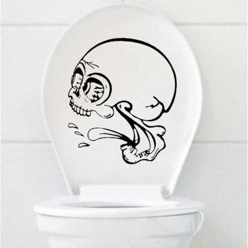 Crazy Skull Skeleton Bathroom Toilet Sticker Classic Wall Glass Decorative Decals 4WS0109
