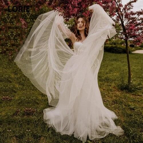 Polka Dots Tulle Strapless Wedding Dress Plus Size Sweetheart Lace Up Princess Chic Boho Beach Plus Size Photoshoot Bridal Gown