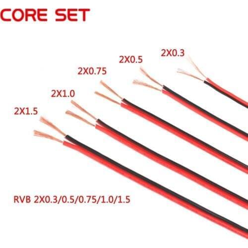 1 Meter RVB Cable Electrico Copper Rubber LED Wire Red Black 2Pin Insulated Extend Cord Car Audio Cable Speaker Wire Cable PVC