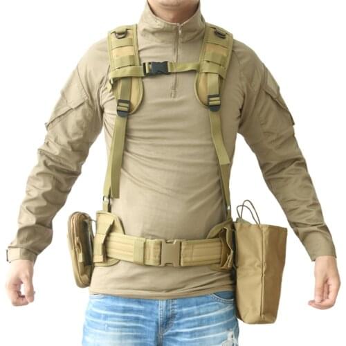 TAK YIYING Molle Tactical Waist Padded Belt With H-shaped Suspender Military Airsoft Nylon Belt