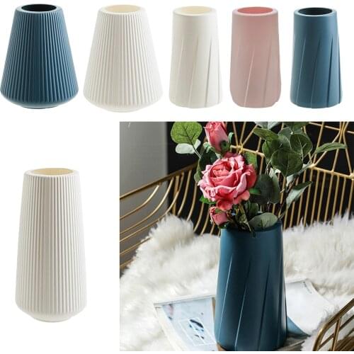 Flower Vase Decoration Plastic Flower Pot Houswarming Gift Blue 8 Styles
