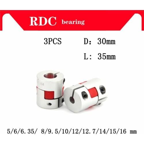 High quality 3 PCS D30L35 10*14mm 5/6/6.35/ 8/9.5/10/12/12.7/14/15/16mm Flexible Plum Shaft Coupling CNC Stepper Motor Coupler