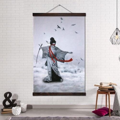 Japan Art Modern Wall Art Print Pop Art Picture And Poster Scroll Canvas Painting Picture Home Decoration Japan Woman Bushido