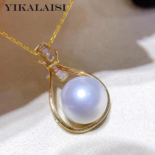 YIKALAISI 925 Sterling Silver Necklaces Jewelry For Women 11-12mm Oblate Natural Freshwater Pearl Pendants New Wholesales