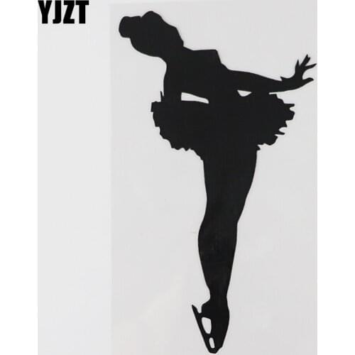 YJZT 9.6CMX16.9CM Ballerina Ice Skater Skating Dance Decal Vinyl Car Sticker Black/Silver 8A-1104