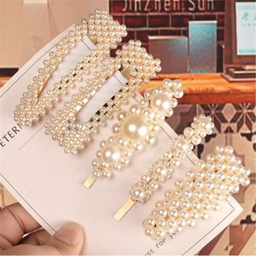 Women Pearl Barrettes Hair Clips, Simulation Pearls Hair Accessories, Fashion Snap Hair Pins, Cute Styling Gifts for Girls