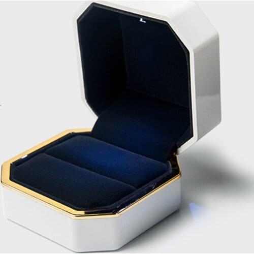 1pc Display Packaging Engagement Organizer Wedding LED Lighted Ring Box Earrings Jewelry Storage Gift