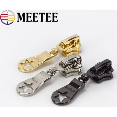 10pcs Meetee 5# Metal Zipper Head Auto Lock for Metal or Nylon Zippers Slider Zip Repari Kit DIY Bags Garment Sewing Accessories