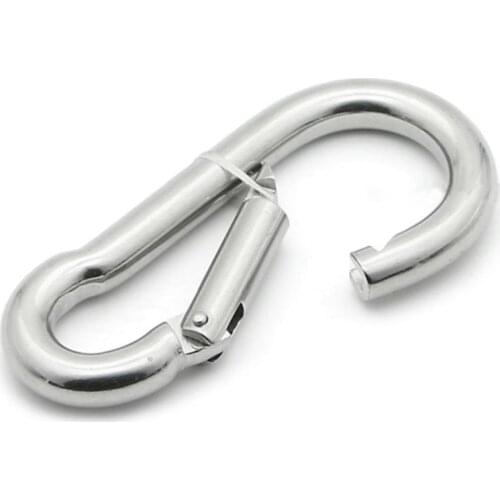 10Pcs 6x60mm Silver Multifunctional Spring shap Quick hook Chain Fastener Hook Carabiner Stainless Steel Repair Hiking Camping
