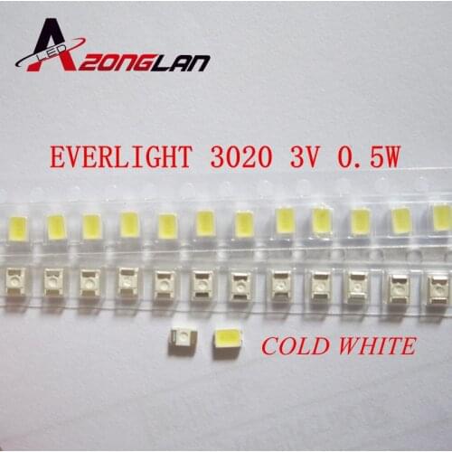 1000PCS / LOT EVERLIGHT LED Backlight 0.5W 3V 3020 Cool white Notebook / Tablet Application 45-11-BFSB-61303501E-2T8-AM(LR)
