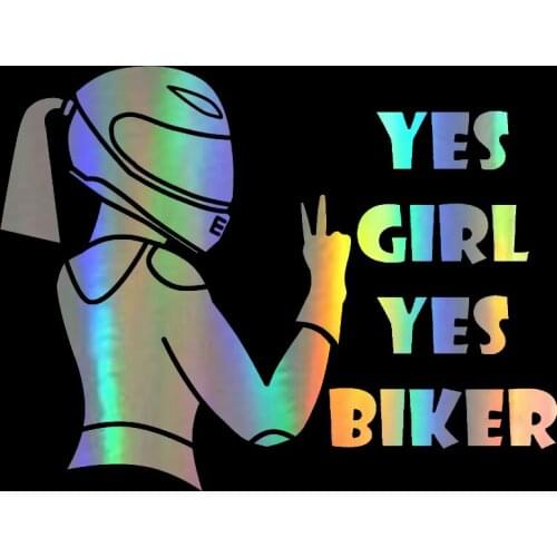 15x19.7cm Car Sticker Vinyl Yes girl yes biker 3D Stickers and Decals Funny Motorcycle Car Styling JDM Auto Wall Sticker On Car