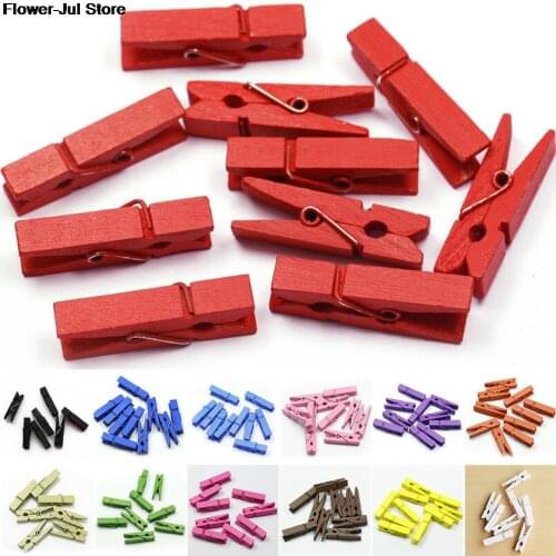 20Pcs Colorful Wooden Clips Spring Photo Clips Clothespin Party Wedding Craft Decoration Clips School Office Supplies