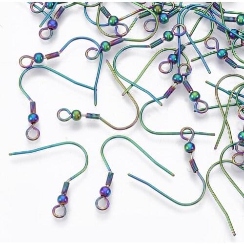 200pcs 201 Stainless Steel Earring Hooks Ear Wire with Loop for jewelry making Hook Earring Accessories Multi-color