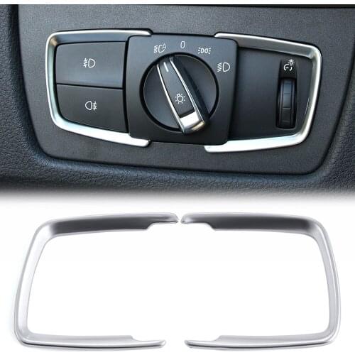 2x ABS Headlight Switch Frame Trim Adjustment Sticker For BMW F30 F31 F32 F34 3 4