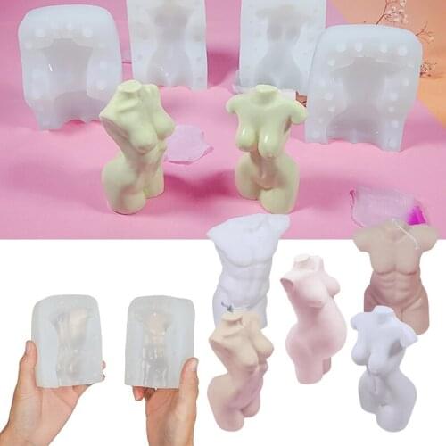 3D Art Body Silicone Mold Female Body Candle Mold Male Female Human Shape Aromatherapy Plaster Mold DIY