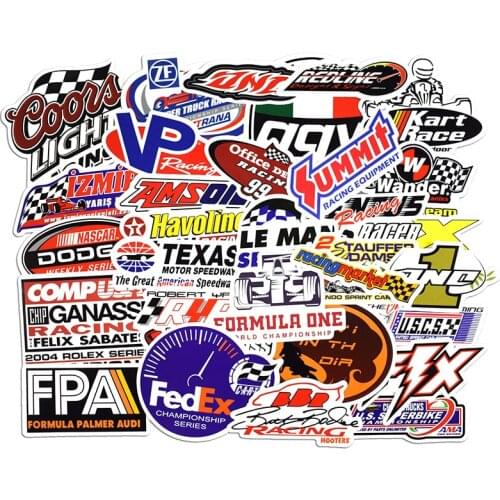 50PCS Racing Car Stickers Graffiti JDM Car Modification Waterproof Sticker for Motorcycle Bicycle Helmet Motor Suitcase Laptop