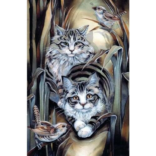 5D DIY DIY The Cat Birds Home Decor Diamond Embroidery Diamond Painting Cross Stitch Needlework Diamond Mosaic Kit Full