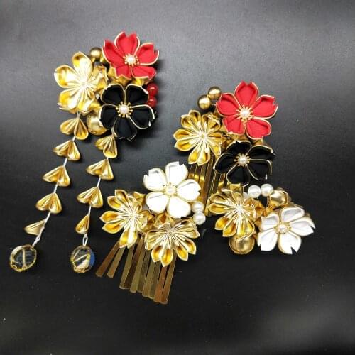 Manual cloth feng flower kimonos hanfu hair accessories -based geisha lolita headdress hairpin