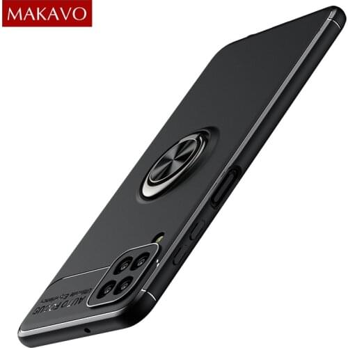 For Samsung Galaxy A12 Case Ring Holder Soft Silicone Matte Back Cover Phone Case For Samsung Galaxy A12