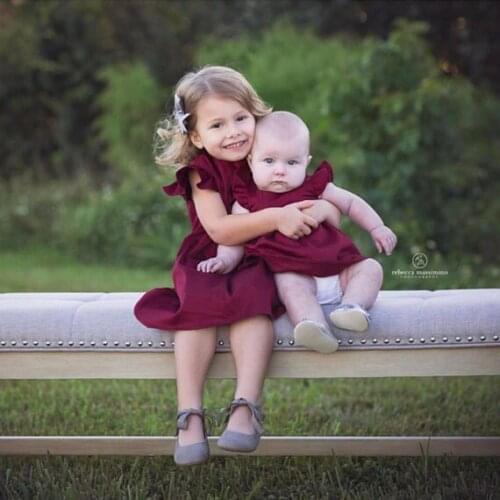 Kid Girls Clothes 2 Color Solid Dresses Ruched Children Girls Casual Dress Gift 1-4y