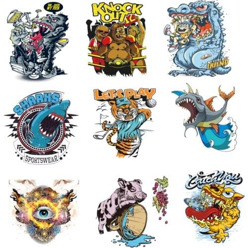 Iron on Transfer for Clothing Thermo Stickers Appliques Diy Cartoon Patch Fusible Stripes Rock Thermotransfer for Punk Clothes I