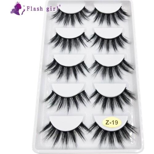 Flash Girl Z Series Z19 best quality 5 pairs 3D Mink lashes Professional Makeup tools Eyelashes