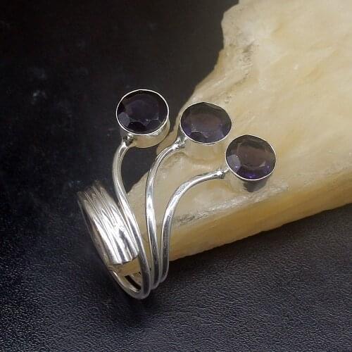 Gemstonefactory Jewelry Big Promotion Single Unique 925 Silver Purple Amethyst Sunny Women Men Gifts Band Rings 7# 20212740