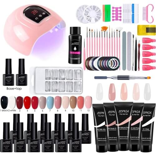 LOPHIA 12 bottles gel nail polish gel lak, 5 pcs poly nail gel kit, kits pour les ongles,smalto semi permanente unghie