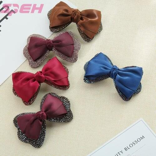 Fashion lady ponytail clip ribbon bow shape girl hair clip one word clip