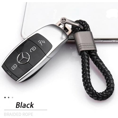High-end Hand-Woven Leather Car Key Chain 360-Degree Rotating Horseshoe Buckle Gift Car Accessories