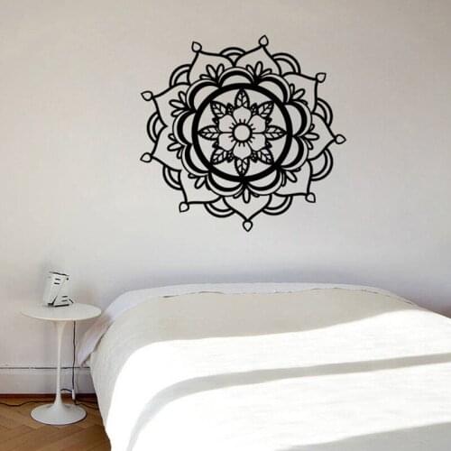 Mandala Wall Decal Vinyl Removable Sticker Boho Yoga Floral Lineart Living Room Wall Decal Removable Art Home Decor Mural Z214