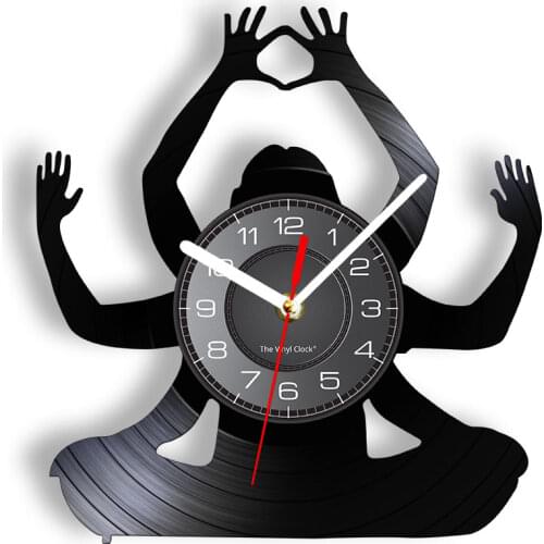 Yoga Studio Wall Decor Inspirational Wall Clock Meditation Vinyl Record Wall Clock Yoga Mandala Wall Watch Fitness Mindful Gift