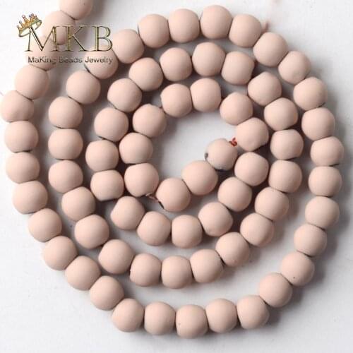 Natural Hematite Stone Pink Matte Rubber Round Beads 4/6/8/10mm Space Loose Beads For Jewelry Making Diy Bracelet Jewellery15"
