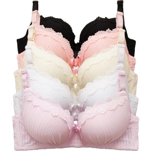 2018 New Striped Lace Young Girls Bra Gather Adjustable for 12-16year Teens Girl Underwear Puberty Student Striped Training Bra