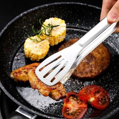 New Stainless Steel Food Tongs Kitchen Utensils Buffet Cooking Tool Anti Heat Bread Clip Pastry Clamp Barbecue Kitchen Steel